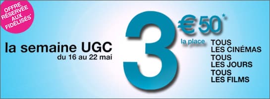 Cinéma UGC : la place à 3,50 € si vous avez la carte de fidélité
