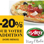 -20% sur votre addition dans les restaurants Pizza Del Arte