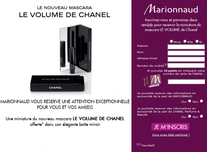 Mascara Chanel gratuit chez Marionnaud