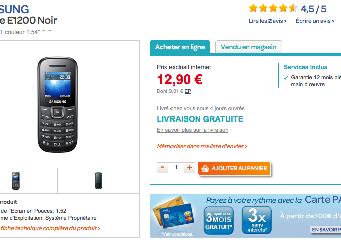 Un téléphone portable Samsung pour 12,90 euros