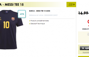 T-Shirt FC Barcelone à 9,99 € (-41%) chez Go Sport