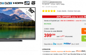 Téléviseur Sharp 127 cm Led Full HD à seulement 399,99 €