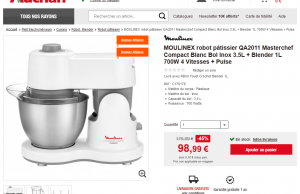 Auchan : 45% de réduction sur le robot pâtissier QA2011 Masterchef Moulinex