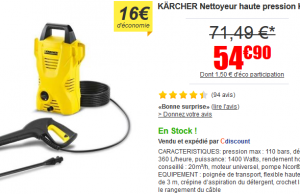 Nettoyeur haute pression Karcher K2 à 54,90 €