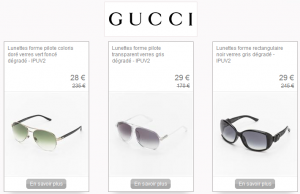 Lunettes Gucci à 29 € au lieu de 280 € sur Vente Privée