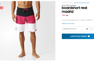 Short de bain Adidas Real Madrid à 19 € au lieu de 38 € (livraison gratuite)