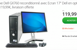 PC fixe Dell GX760 reconditionné + écran Dell 17″ + clavier + souris à 119,99 €