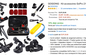 Malette 21 accessoires pour GoPro à seulement 14,99 € (-50%) sur Amazon