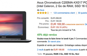 PC Portable Asus Chromebook C200MA à 169,90 € au lieu de 299 € (-43%)