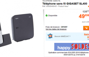 Téléphone sans fil GIGASET SL400 à 49,99 € au lieu de 139,99 € (-64%)