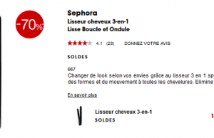 Lisseur 3 en 1 (lisse boucle et ondule) Sephora à 14,10 € au lieu de 47 €