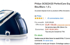 Centrale Vapeur Philips GC9224/20 PerfectCare Expert ultra puissante à 159 € au lieu de 259 € sur Amazon