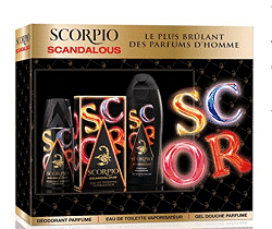 Coffret Scorpio Scandalous parfum (75 ml) + Gel Douche (250 ml) + Déodorant (150 ml) à 8,40 €