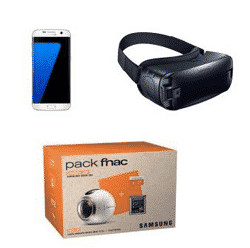 Pack Fnac : S7 Edge 32 Go + Casque de réalité virtuelle Samsung Gear VR+ Caméra Samsung Gear 360 + Carte mémoire Micro SDHC 16 Go + 2e Batterie à 699 €