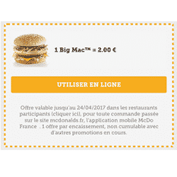 Réduction McDo : le Big Mac à 2 €