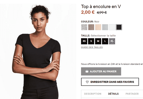 Top H&M pas cher à 1,70 €