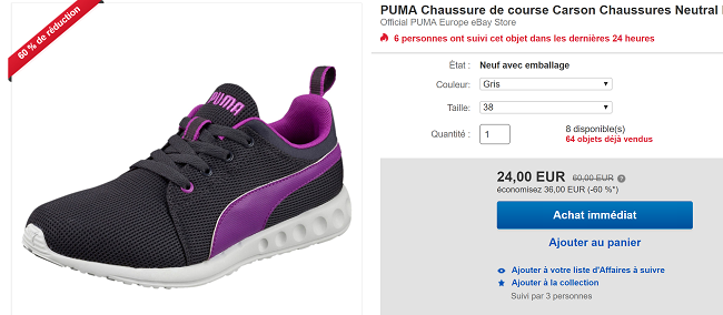 Basket Puma en promotion sur Ebay