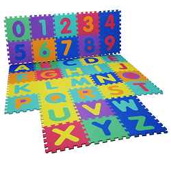 Tapis de jeux en mousse puzzle 36 pièces chiffres et alphabet à seulement 9,95 €