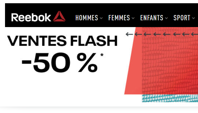Vente Flash Reebok : tout à -50%