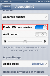 Activé l'option Flash Led pour les alertes