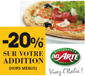 Coupon de réduction pour les restaurants Pizza Del Arte