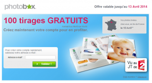 100 tirages photos gratuits sur Photobox