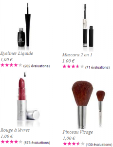 Maquillage pas cher à 1 euro (rouge à lèvres, mascara, eyeliner, vernis)