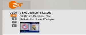 Regarder Bayern Munich – Real Madrid légalement sur ZDF