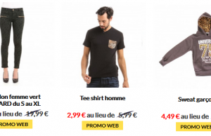 Promotion chez Vet Affaires (t-shirts à 2,99 €, sweats enfants à 4,49 €, pantalons femmes à 9,99 €…)