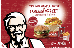 KFC : un sandwich offert pour l’achat d’un menu XL sur présentation de ce coupon