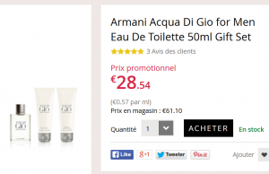 Coffret Giorgio Armani Acqua Di Gio à 28,54 €