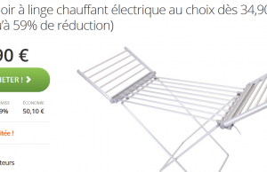 Étendoir à linge chauffant électrique à 34,90€ (-59%)