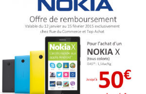 Solde et offre de remboursement sur le smartphone Nokia X double SIM à 44,90 € !!!