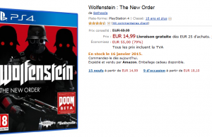Le jeu Wolfenstein The New Order sur PS4 et XBox One à 14,99 € (-79%)