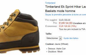 -70% sur une paire de chaussures Timberland (54 € au lieu de 184 €)