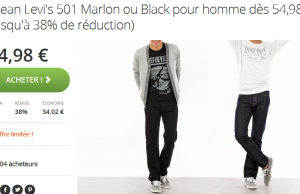 Jean Levi’s 501 Noir ou Brut  à 54,98 €