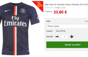 Le maillot du PSG saison 2015 à 33,60 €