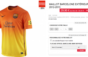 Maillot du PSG et du FC Barcelone à moins de 40 € sur Made in Sport