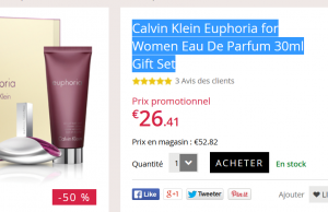 Coffret parfum Euphoria à 26,41 € (eau de toilette 30ml + Gel Douche 100ml)