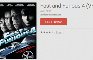Le film Fast and Furious 4 gratuit sur Google Play