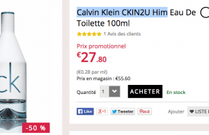Parfum Calvin Klein CKIN2U Him 100 ml à 27,80 € (livraison gratuite)