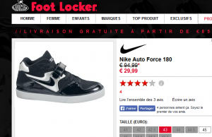 FootLocker : Nike Auto Force 180 à 29,99 € au lieu de 94,99 €