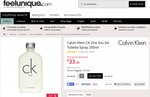 Parfum Calvin Klein CK One 200 ml à 33,36 €  (livraison gratuite)