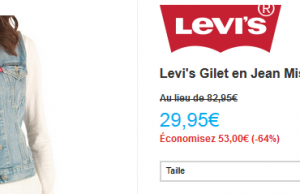 Vestes en jean sans manches pour femme Levi’s à 29,95 € (-64%) et Fluid à 14,95 € (-75%)