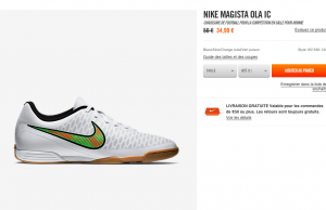 Basket Nike pas cher pour foot en salle à 34,99 € (-30%)