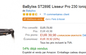 Vente flash Amazon : -50% sur le lisseur Babyliss Pro 230 à 39,98 €