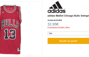 Maillot officiel Adidas des Chicago Bulls à 32,95 € au lieu de 97,95 €  (-66%)