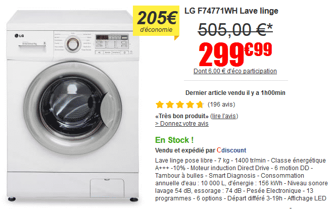 bon-plan-lave-linge-LG-cdiscount-prix-imbattable