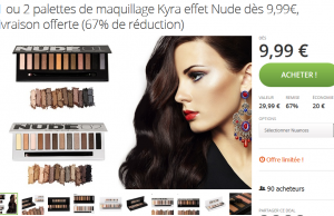 Groupon : palette maquillage Delavente Kyra Nude à 9,99 € (-50%)
