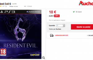 Resident Evil 6 sur PS3 à 10 € chez Auchan